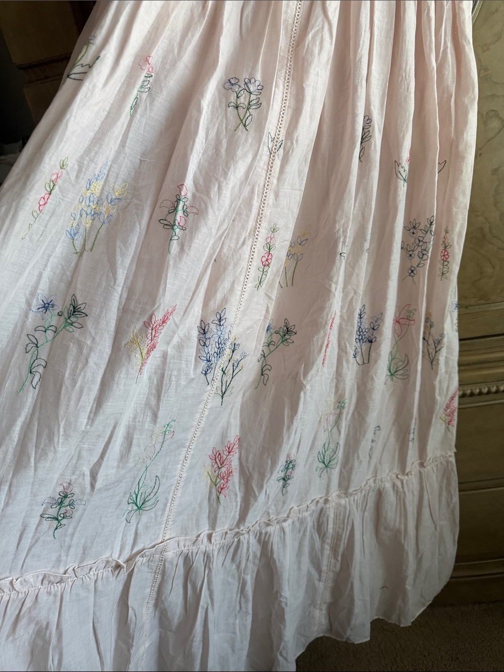 Caroline Constas 🔥 BlushPink Lace Bodice Floral Embroidered Guipure Maxi Sundres - Picture 12 of 12